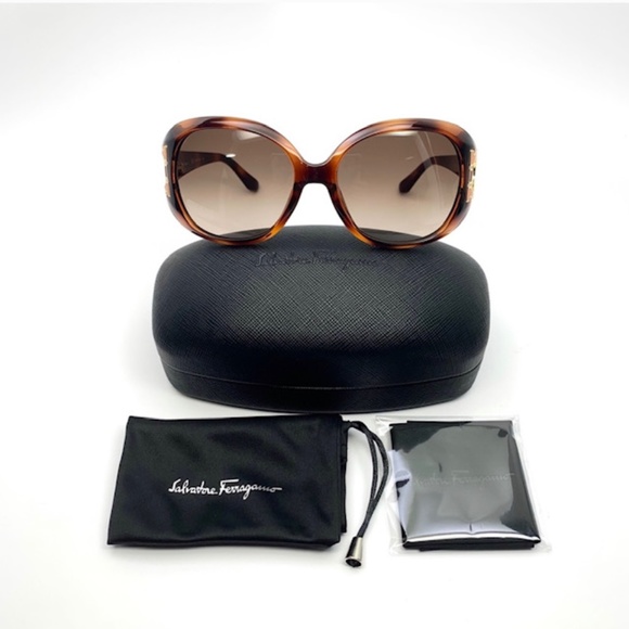SALVATORE FERRAGAMO DARK TORTOISE SUNGLASSES